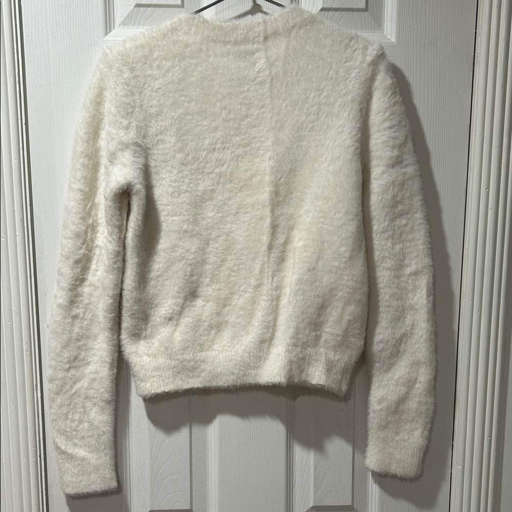 Aritzia Cream Fuzzy Crew Neck Sweater - Picture 6 of 6